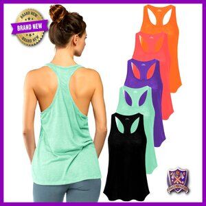 5 Pack Flowy Burnout Racer Back Active Tank Tops S-3XL Lightweight
